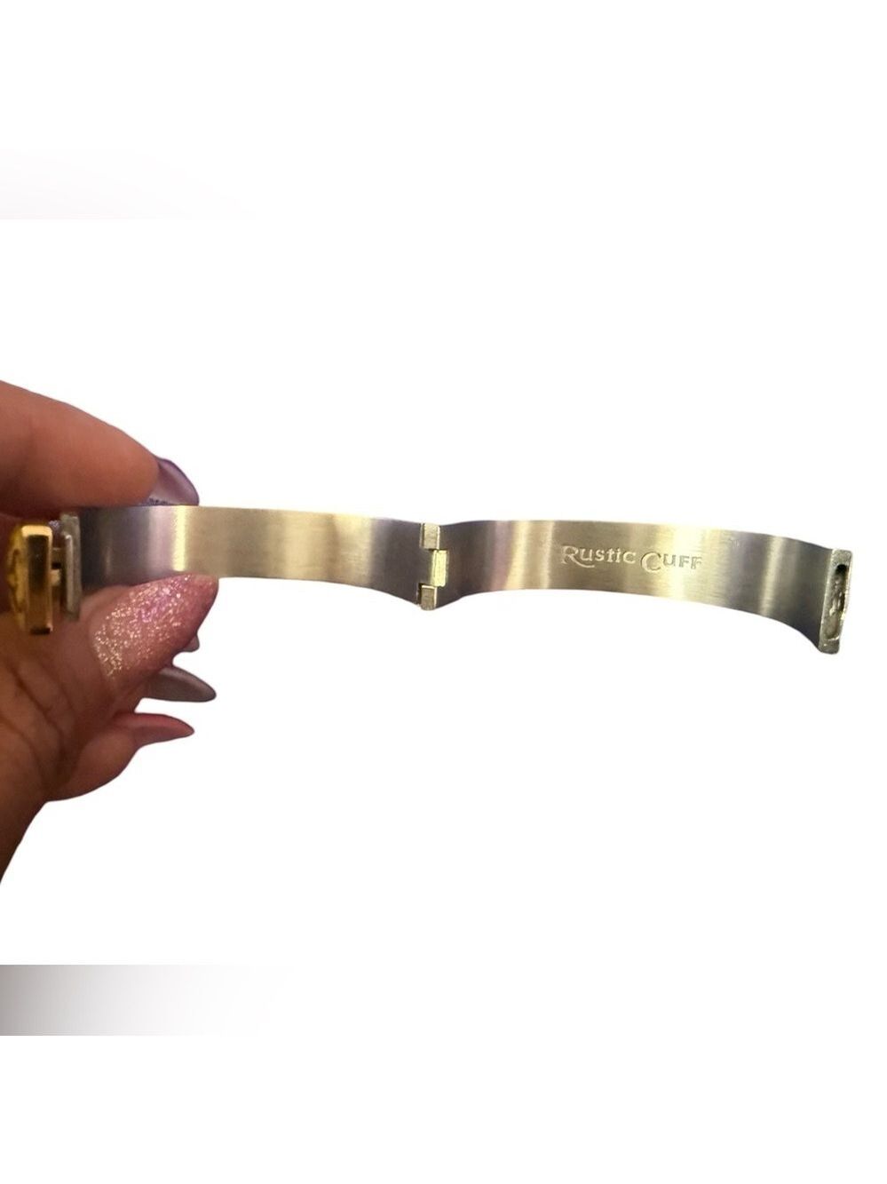 RUSTIC CUFF Silver Tone Yellow Jordan Cuff Bangle Bracelet $82 - Picture 6 of 7